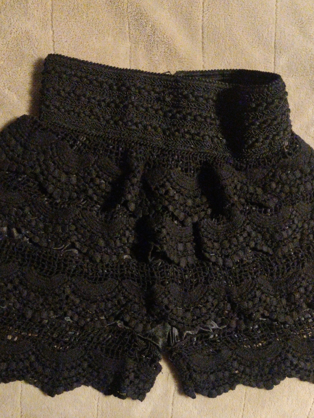 Black Crochet Lace High-Waist Shorts